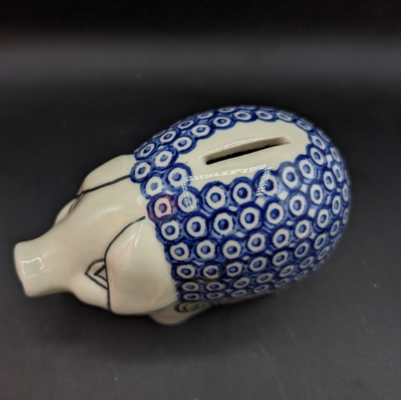 HANDMADE CERAMIKA ARTSTYCZNA Collectible Polish Pottery Decorative Piggy Bank - Picture 2 of 7